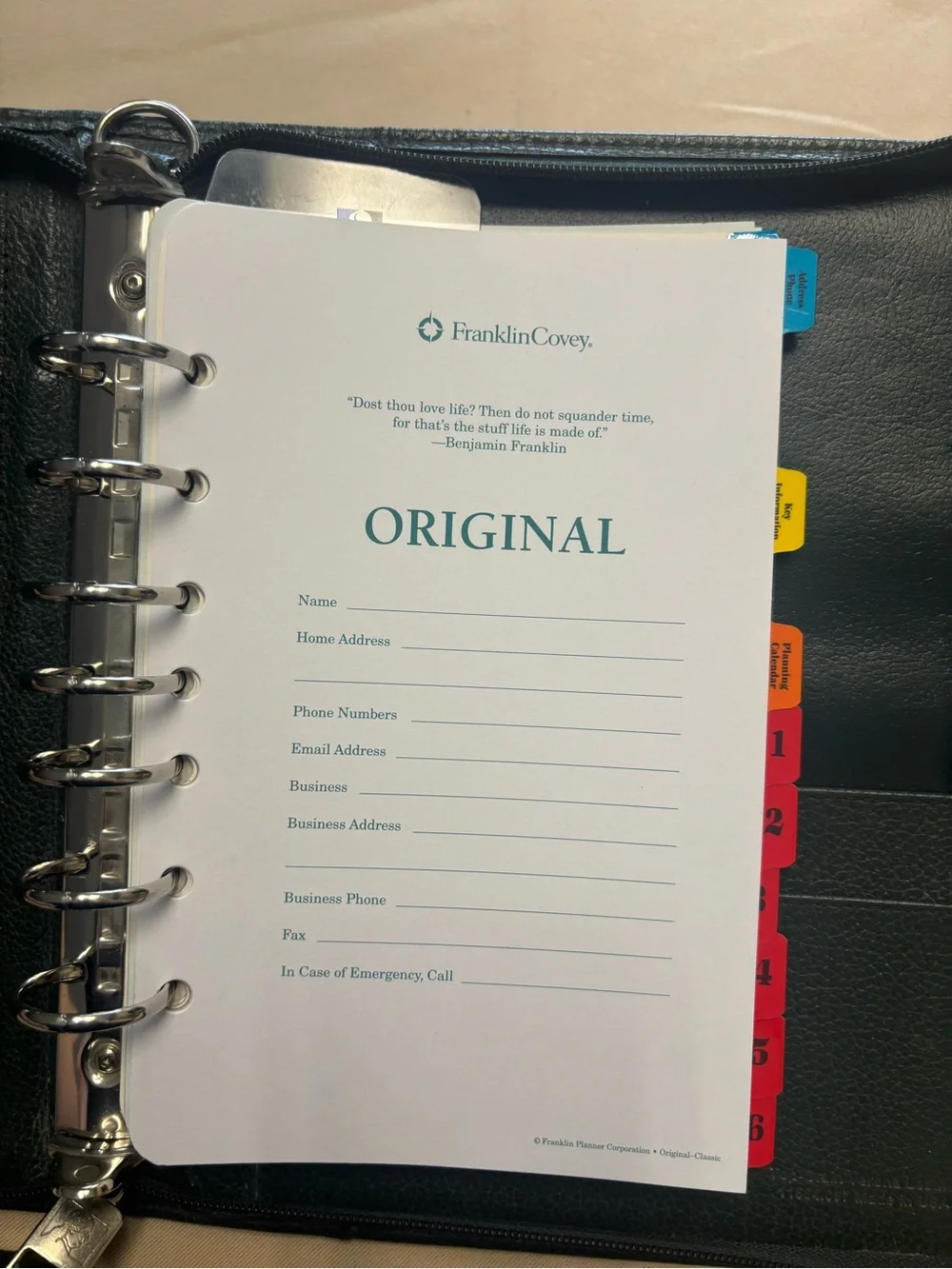 Franklin Quest Covey Classic Zip Planner GREEN Top Grain Verona Leather 7 Ring